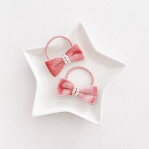 Girl Hair Tie Bow Flannel Pearls CNY Pair (GPT9538)